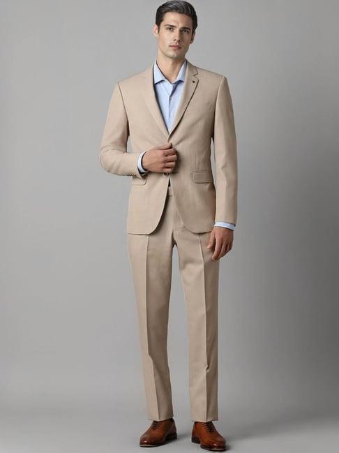 louis philippe brown slim fit texture two piece suit