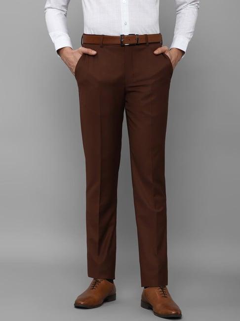 louis philippe brown slim fit trousers