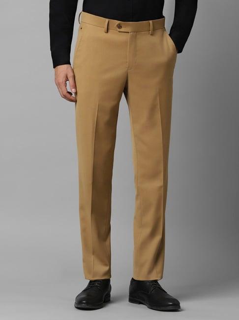 louis philippe brown slim fit trousers