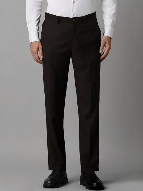 louis philippe brown slim fit trousers