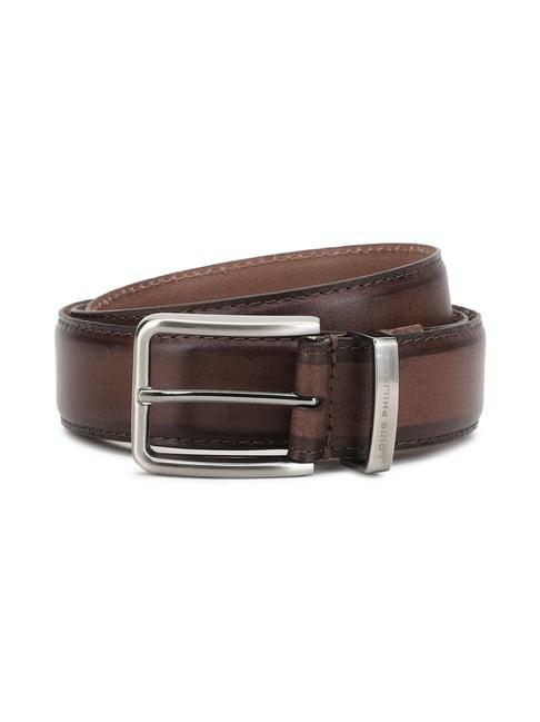 louis philippe brown solid wide belt for men