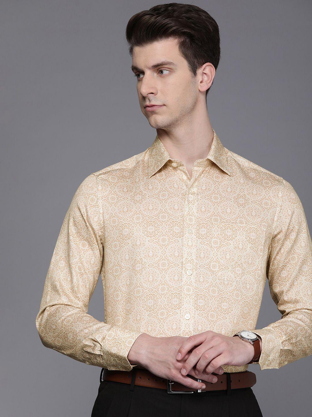 louis philippe classic ethnic motifs printed pure cotton formal shirt