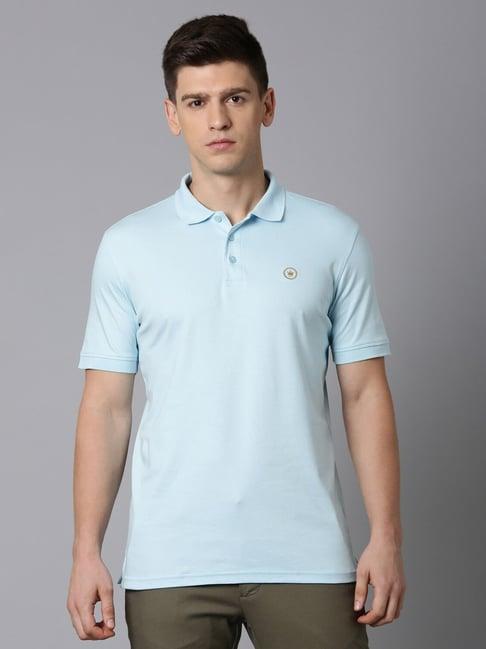 louis philippe cyan cotton regular fit polo t-shirt