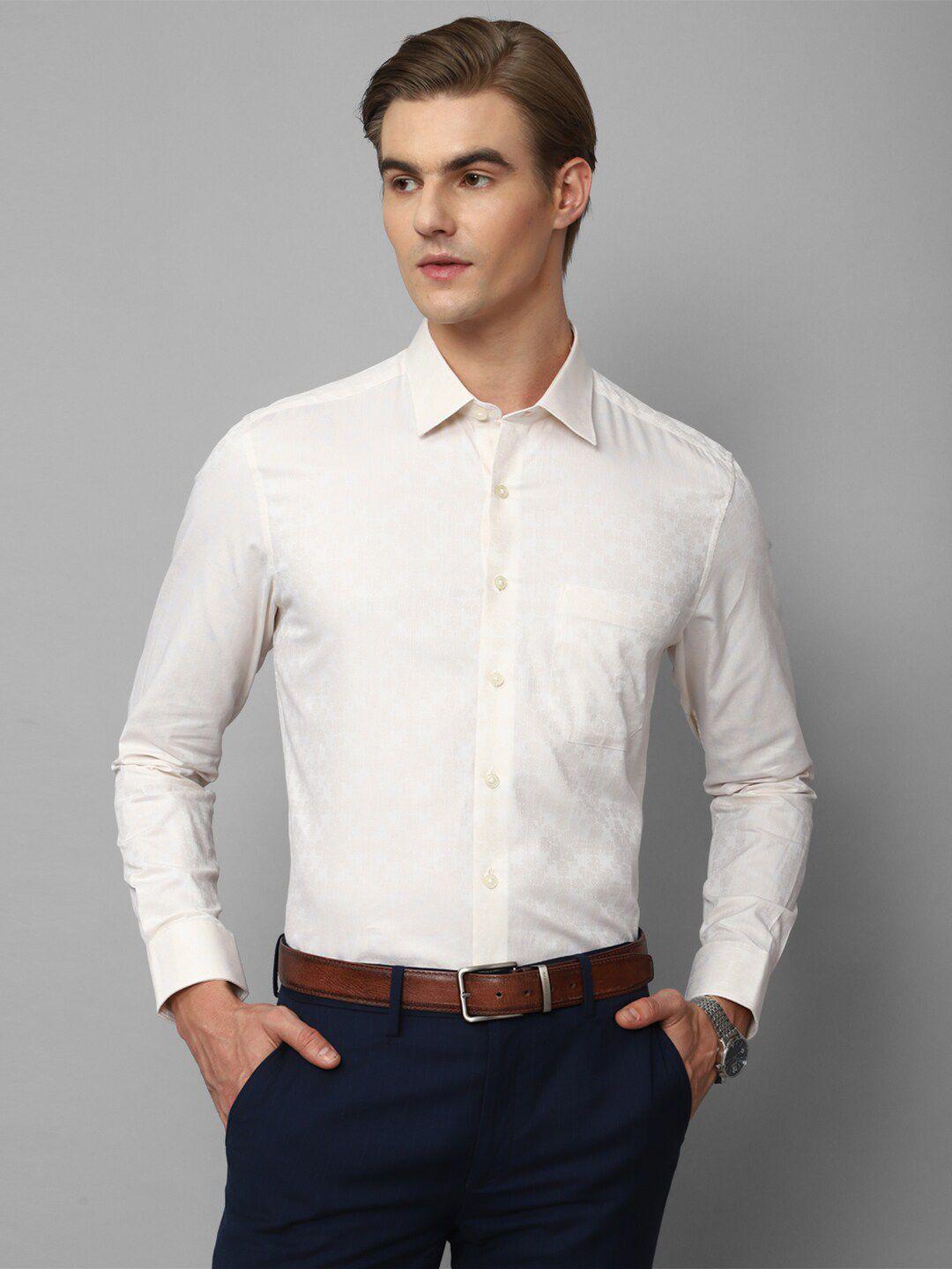 louis philippe floral self design slim fit opaque pure cotton formal shirt