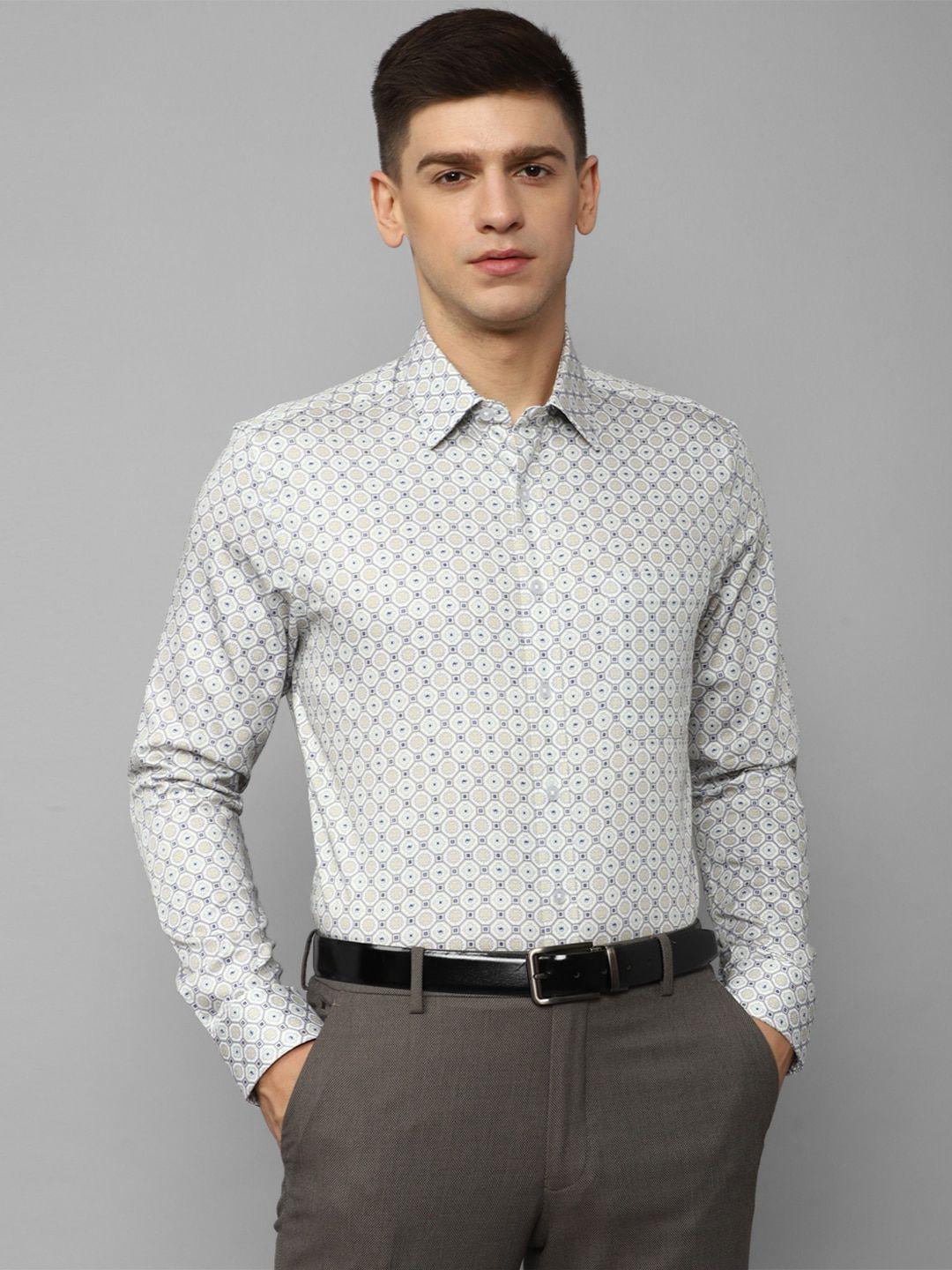 louis philippe geometric printed slim fit casual pure cotton shirt
