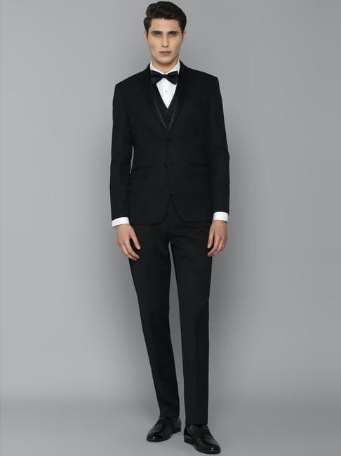 louis philippe gods & kings black slim fit texture three piece suits