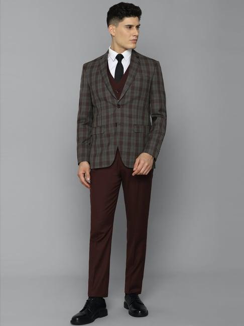 louis philippe gods & kings grey slim fit checks four piece suit