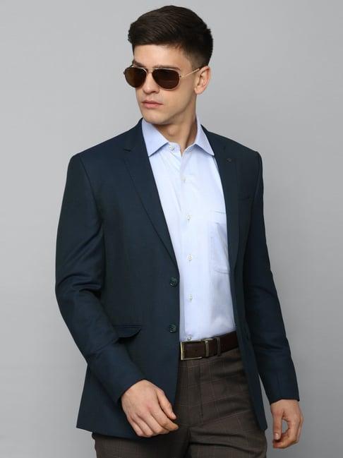 louis philippe gods & kings navy slim fit texture blazer