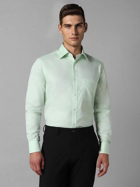 louis philippe green cotton regular fit texture shirt