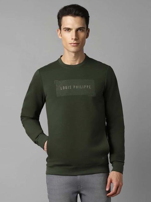 louis philippe green regular fit printed sweatshirt