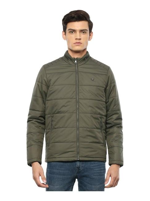 louis philippe green regular fit quilted jacket