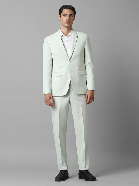 louis philippe green slim fit texture two piece suits