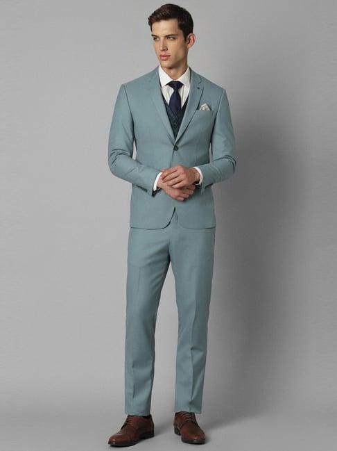 louis philippe green slim fit three piece suit