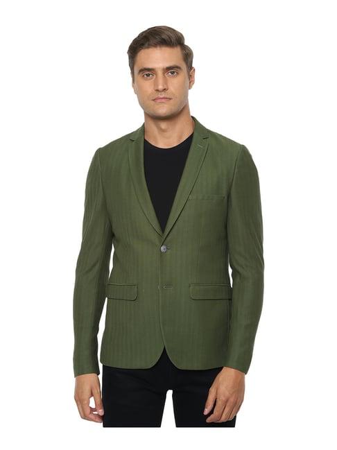 louis philippe green striped notched lapel blazer