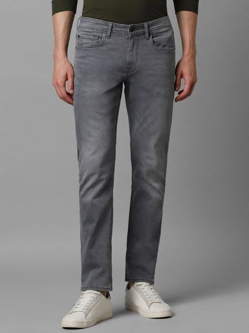 louis philippe grey cotton slim fit jeans