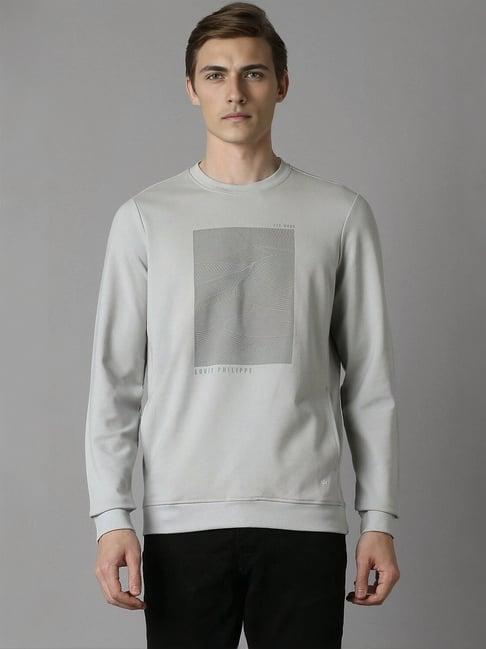 louis philippe grey regular fit printed sweatshirt