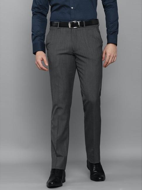 louis philippe grey regular fit texture trousers
