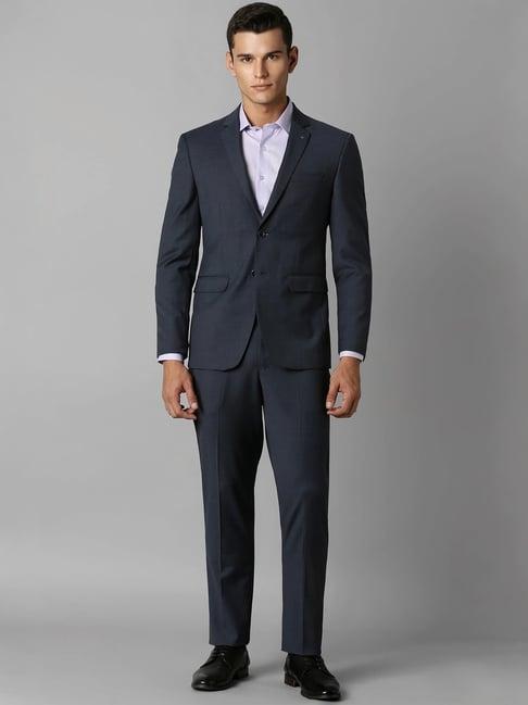 louis philippe grey slim fit checks two piece suit