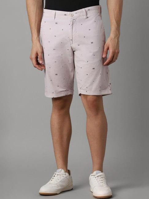 louis philippe grey slim fit printed shorts