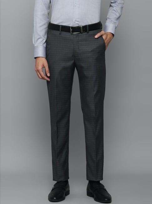 louis philippe grey slim fit self pattern trousers