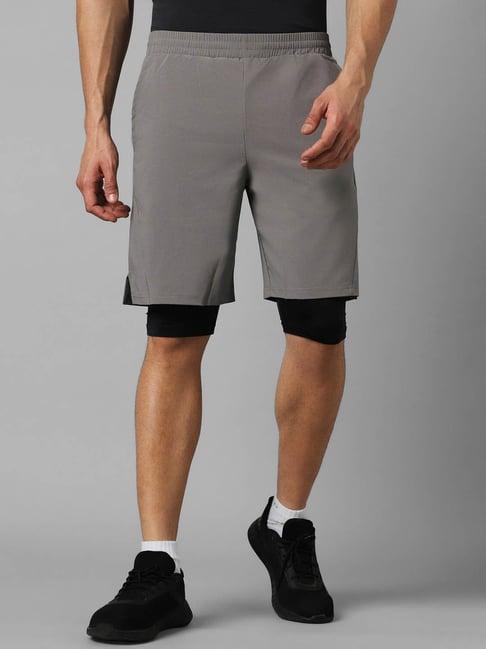 louis philippe grey slim fit shorts