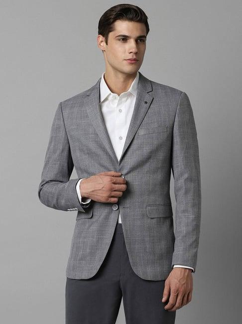 louis philippe grey slim fit texture blazer