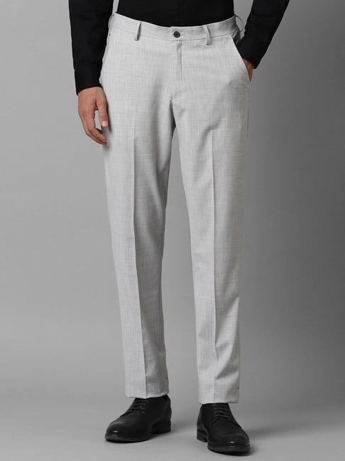 louis philippe grey slim fit texture trousers