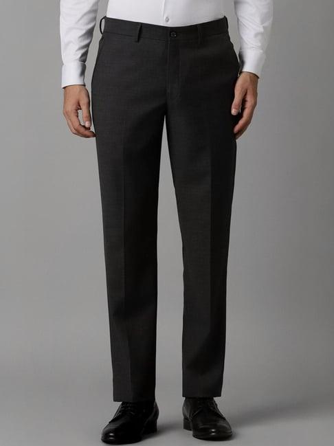 louis philippe grey slim fit texture trousers