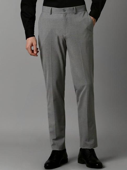 louis philippe grey slim fit texture trousers