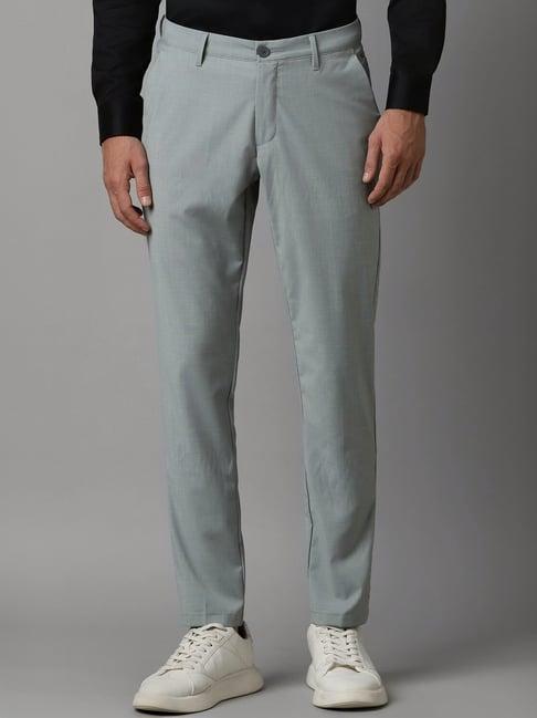 louis philippe grey slim fit texture trousers