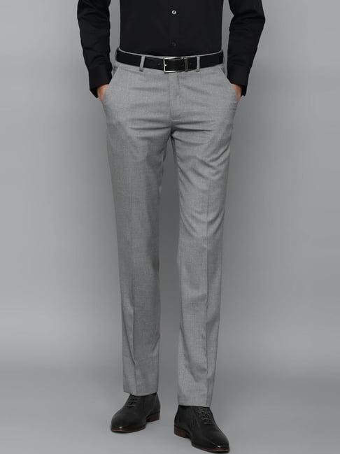 louis philippe grey slim fit texture trousers