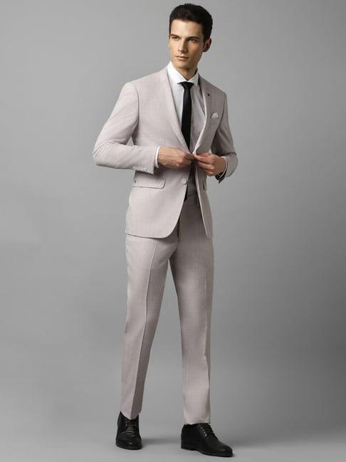 louis philippe grey slim fit texture two piece suit