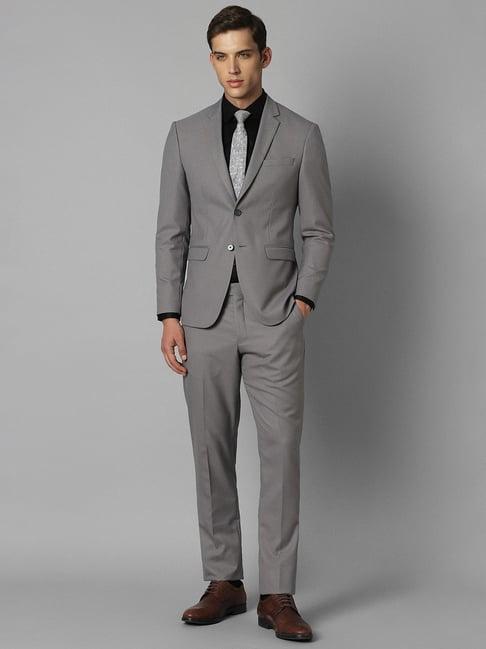 louis philippe grey slim fit texture two piece suit