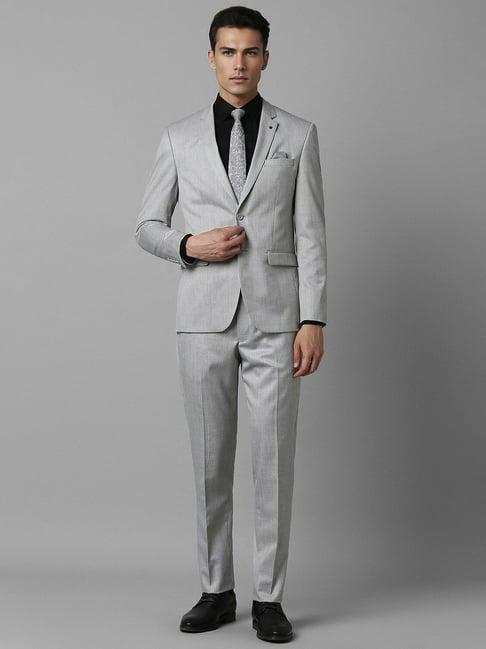 louis philippe grey slim fit texture two piece suit