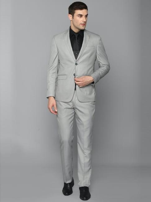 louis philippe grey slim fit three piece suit