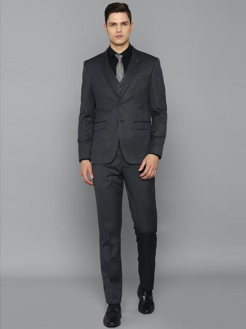 louis philippe grey slim fit three piece suit