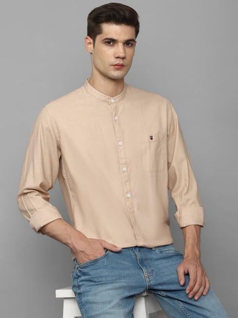 louis philippe jeans beige cotton slim fit shirt