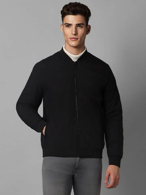 louis philippe jeans black regular fit bomber jacket