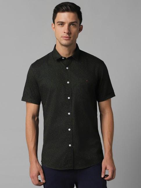 louis philippe jeans black slim fit printed shirt