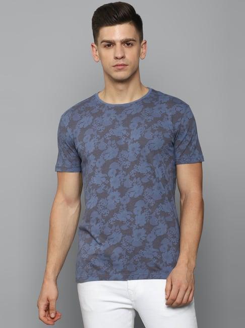 louis philippe jeans blue cotton slim fit floral print t-shirt