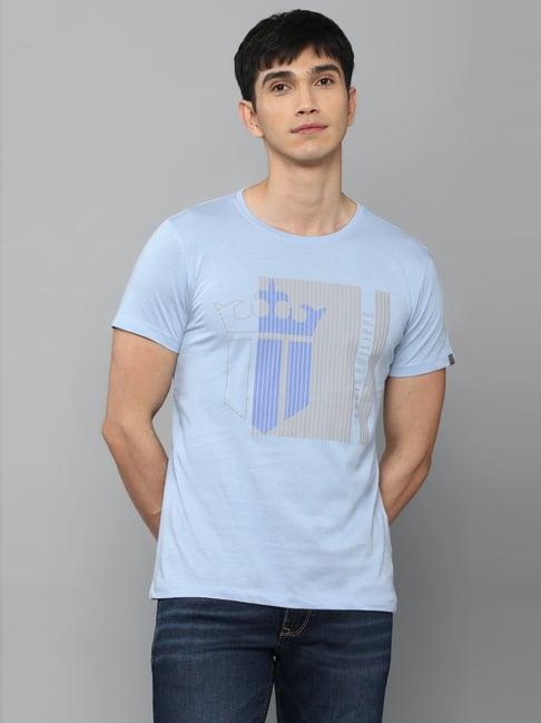 louis philippe jeans blue cotton slim fit printed t-shirt