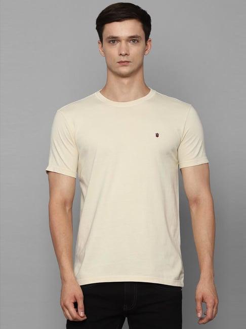 louis philippe jeans cream cotton slim fit t-shirt