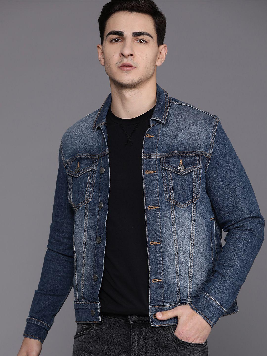 louis philippe jeans flap pockets detailed spread collar denim jacket