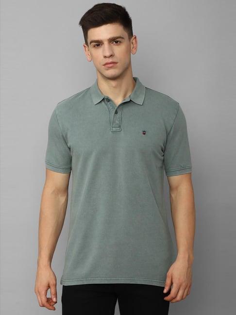 louis philippe jeans green cotton slim fit polo t-shirt