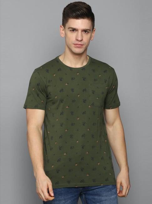 louis philippe jeans green cotton slim fit printed t-shirt