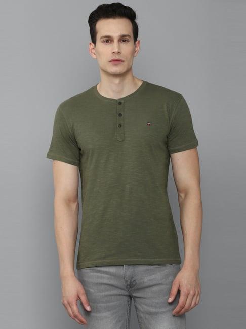 louis philippe jeans green cotton slim fit t-shirt