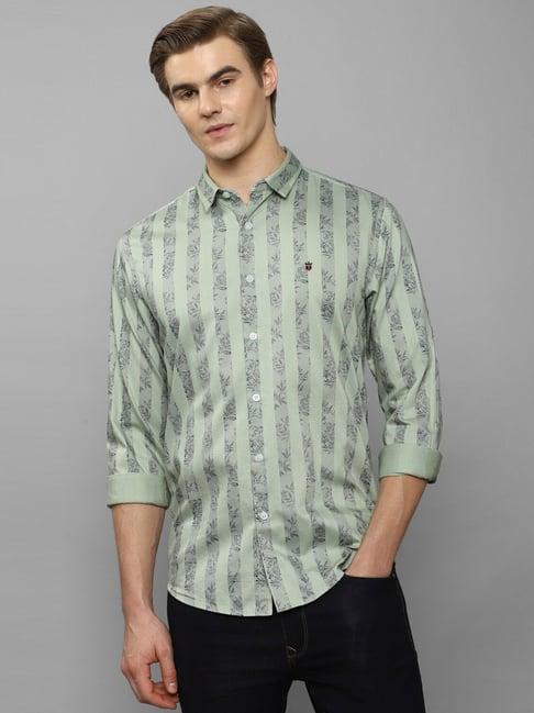 louis philippe jeans green slim fit printed shirt