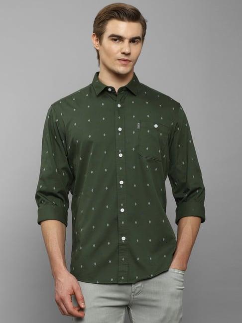 louis philippe jeans green slim fit printed shirt