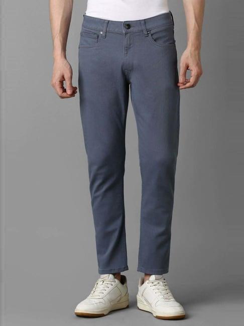 louis philippe jeans grey cotton slim fit jeans