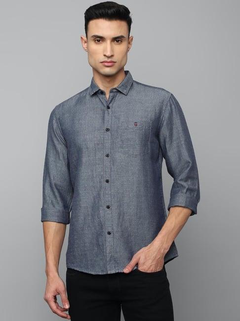 louis philippe jeans grey slim fit self pattern shirt